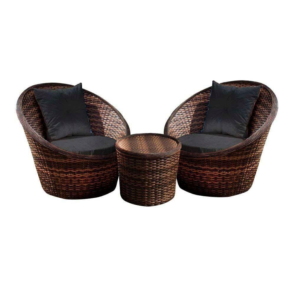 Conjunto De Poltronas Bola 2 Poltronas + 1 Mesa Centro Preto
