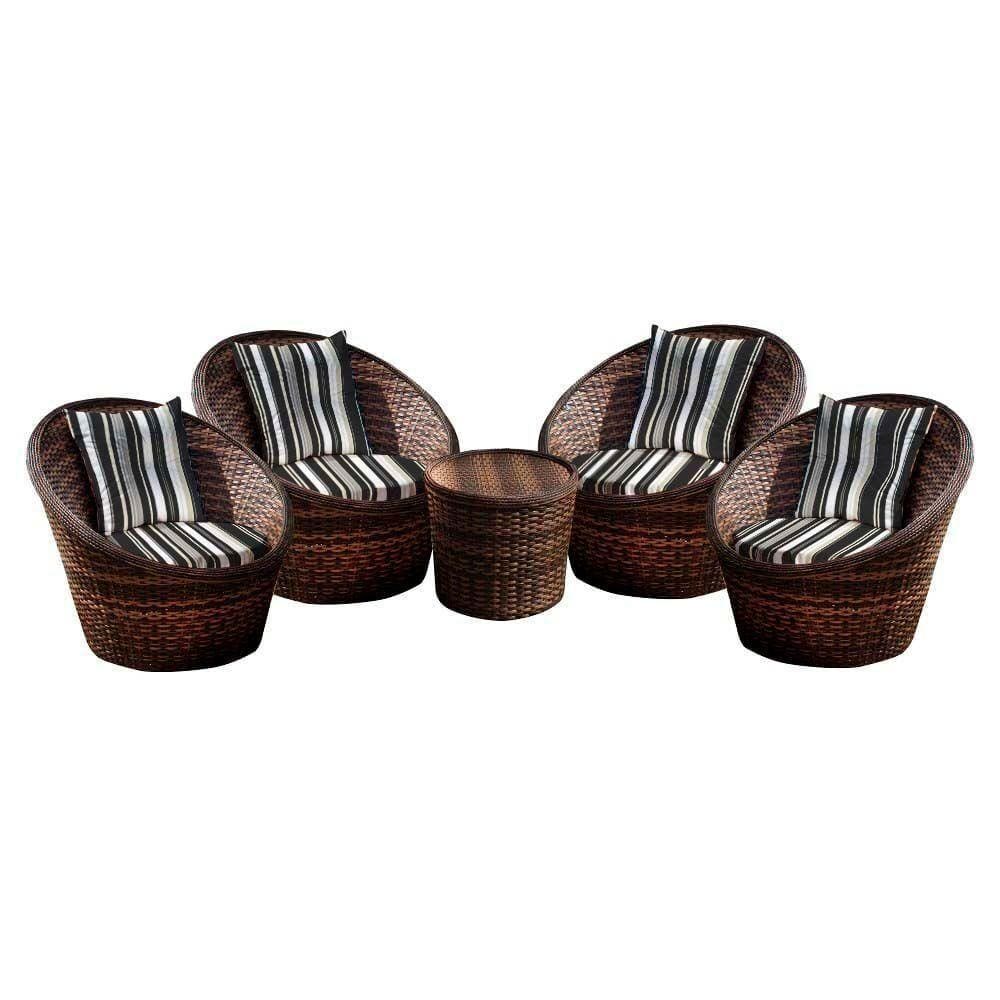 Conjunto De Poltronas Bola 4 Poltronas + 1 Mesa Centro Preto