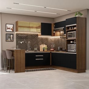 Cozinha Completa 504001 Com Armário E Bancada Rustic/Preto