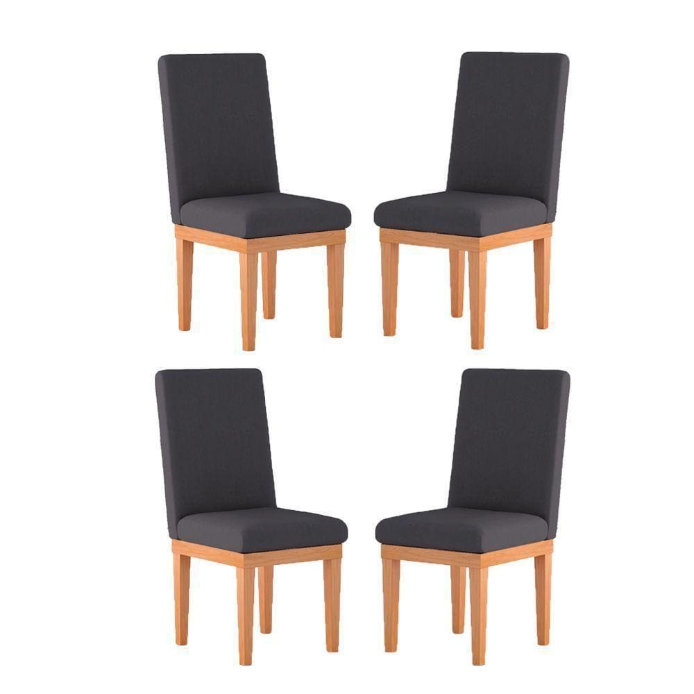 KitCadeiras Estofadas Reforçadas Para Mesa De Jantar Cor:cinza