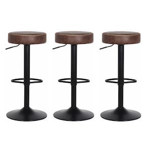 Kit 3 Banquetas Giratórias Viena Marrom Marrom