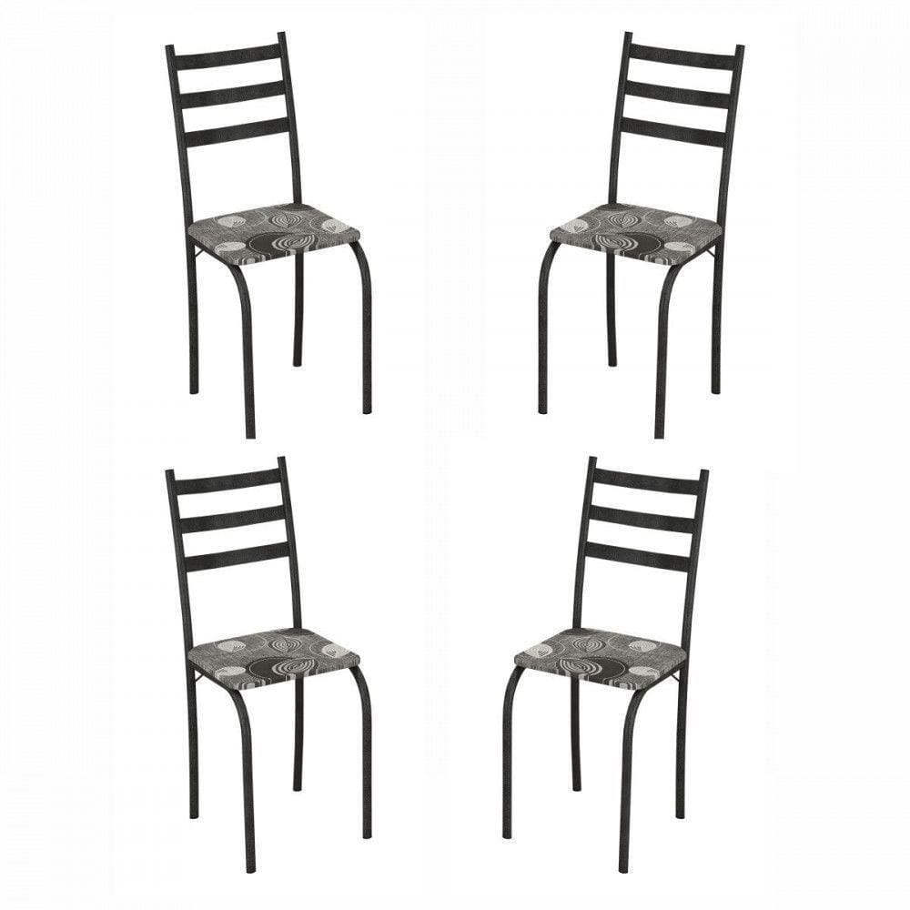 Conjunto Com 4 Cadeiras Maraba Martelado Grafite Assento Paraopeba Teixeira Grafite