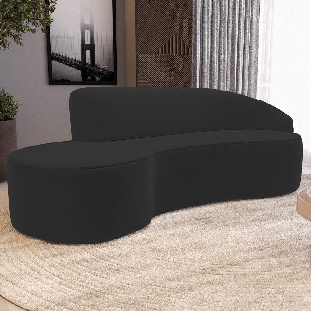 Sofá Living 4 Lugares 300cm Braço Direito Mozart D06 Veludo Preto - Mpozenato