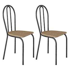 Kit 2 Cadeiras De Cozinha Texas Estampado Rattan Pés De Ferro Cromo Preto - Pallazio