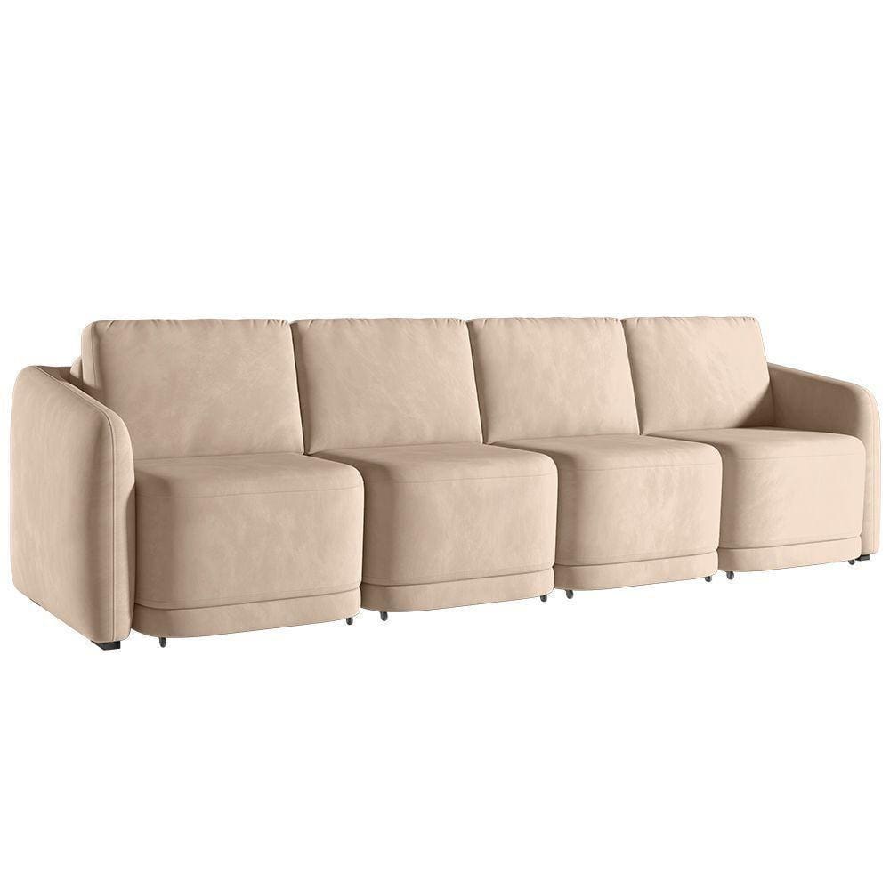 Sofá Cama Casal Para Sala 316cm Polska K04 Veludo Bege - Mpozenato