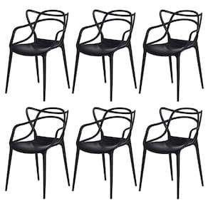Kit 6 Cadeiras Para Sala De Jantar Allegra Empilháveis Pretas Preta