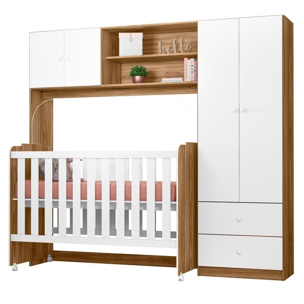 Conjugado Infantil Berço E Armario 4 Pt 999150 Nature Branco Plla Nature Branco