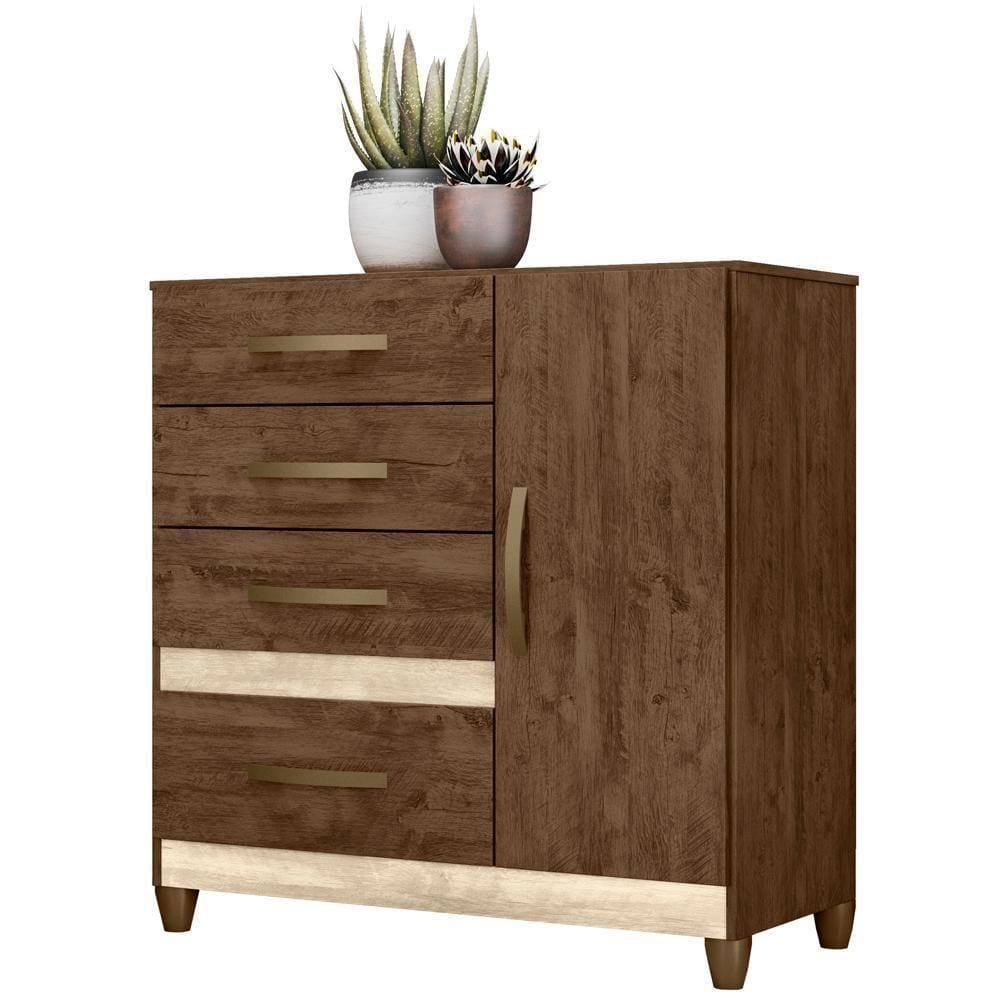 Comoda Sapateira Com Pes 4 Gav 7073 Castanho Wood Avela Wood Moval Castanho Wood Avela Wood
