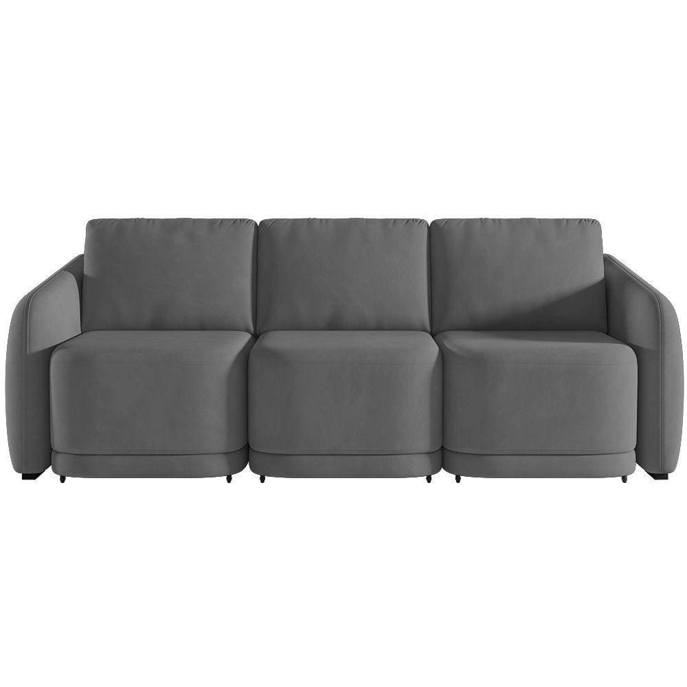 Sofá Cama Casal Para Sala 306cm Polska K04 Veludo Cinza Escuro - Mpozenato