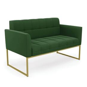 Sofá Namoradeira Elisa Suede Verde Base Metálica Industrial Dourada - D`rossi