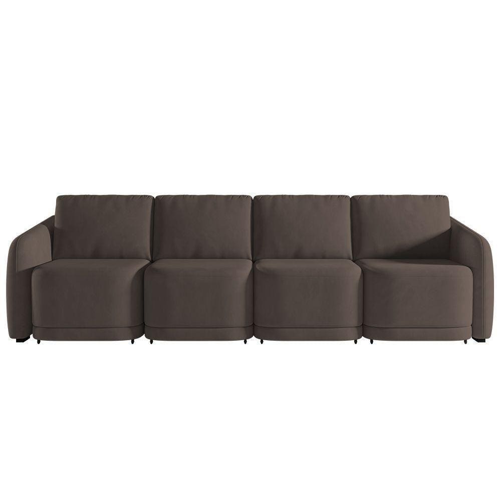Sofá Cama Casal Para Sala 436cm Polska K04 Veludo Marrom - Mpozenato