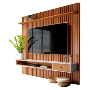 Home Para Sala De Estar 250cm Tv 75 Polegadas 61x Off White Nature Tebar Off White Nature
