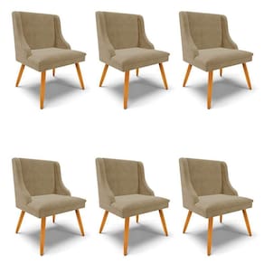 Kit 6 Cadeiras Estofadas Para Sala De Jantar Pés Palito Lia Suede Marrom Rt - Ibiza