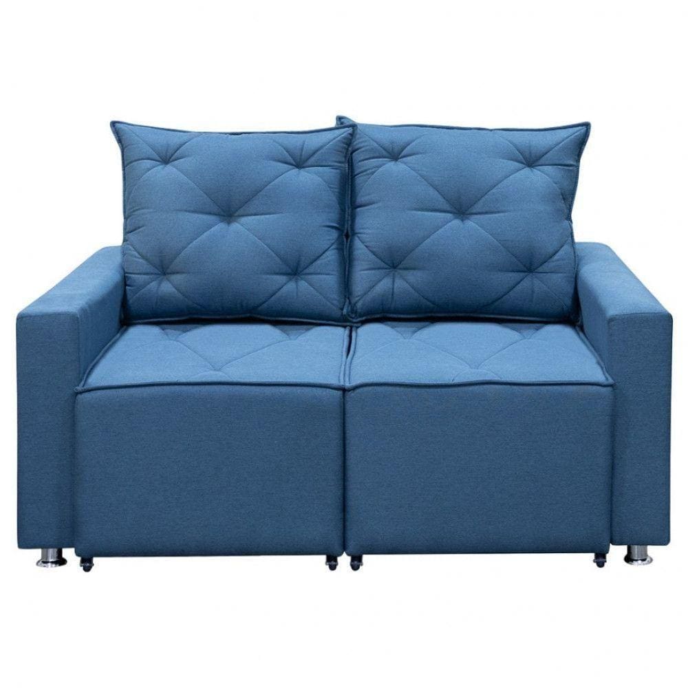Sofá Retrátil 2 Lugares Bariloche 1.60cm Star Confort Azul Linho