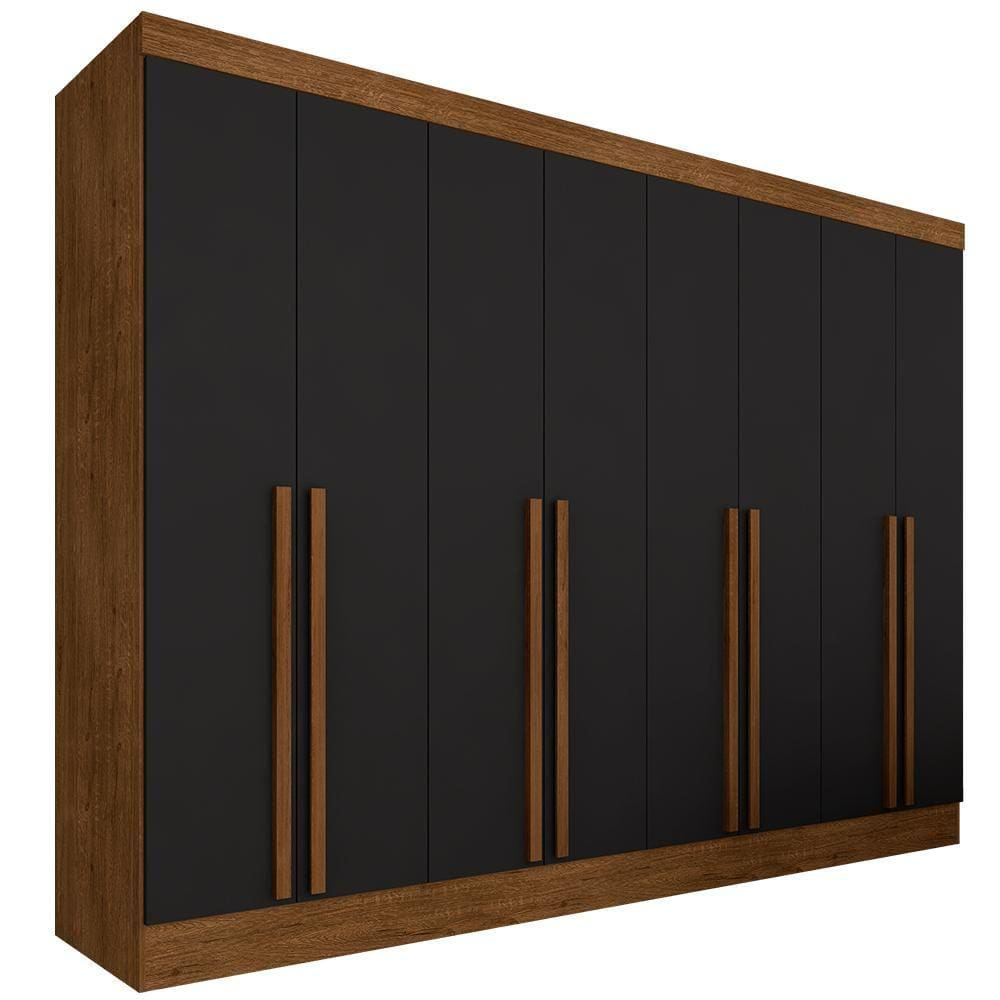 Guarda Roupa Casal Valentina 8 Portas 4 Gavetas Freijó/preto - Móveis Arapongas