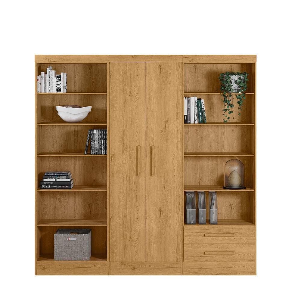 Conjunto Escritório Home Office 03 Peças 02 Portas 02 Gavetas Qmovi Freijó
