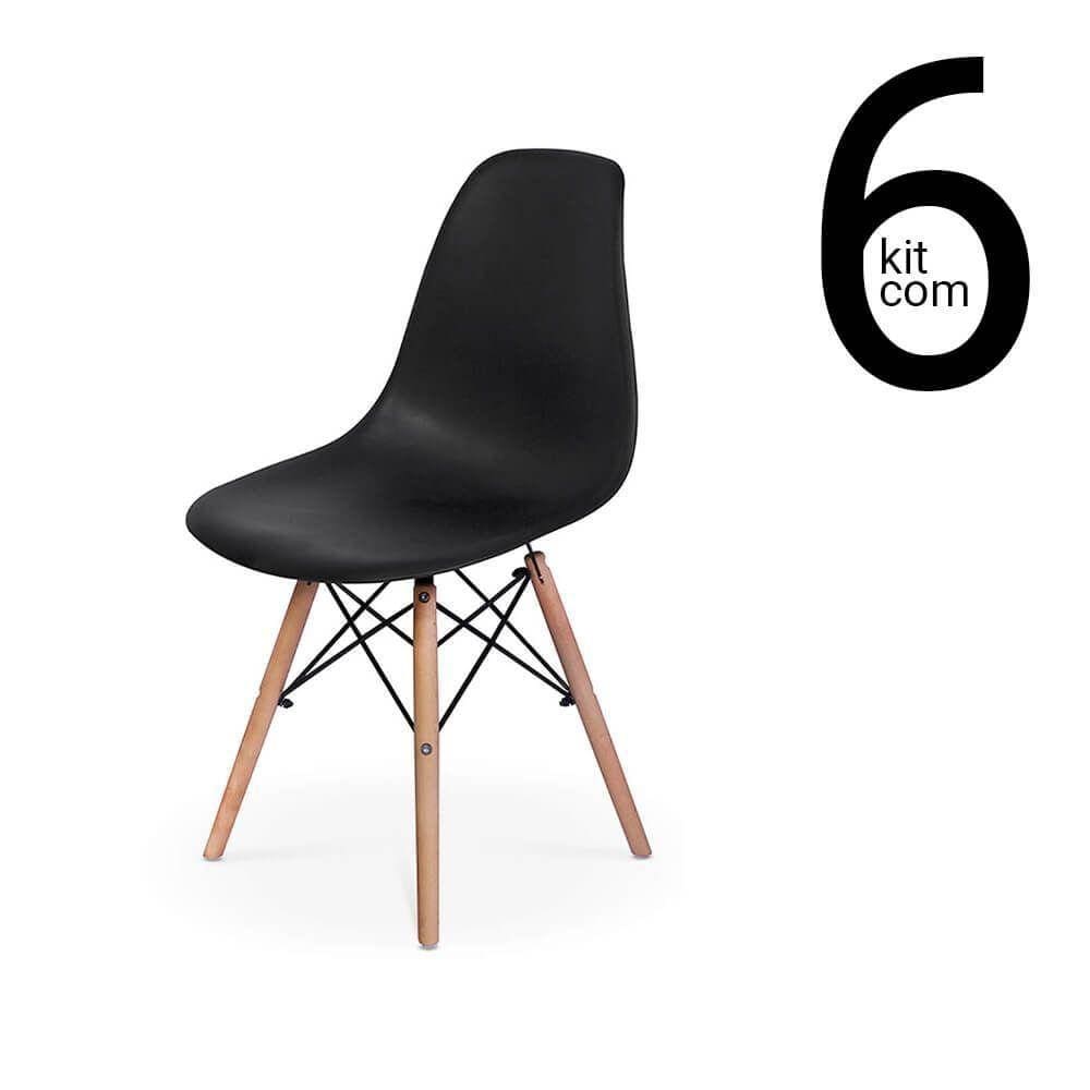 Conjunto 6 Cadeiras Eames Dsw - Preta