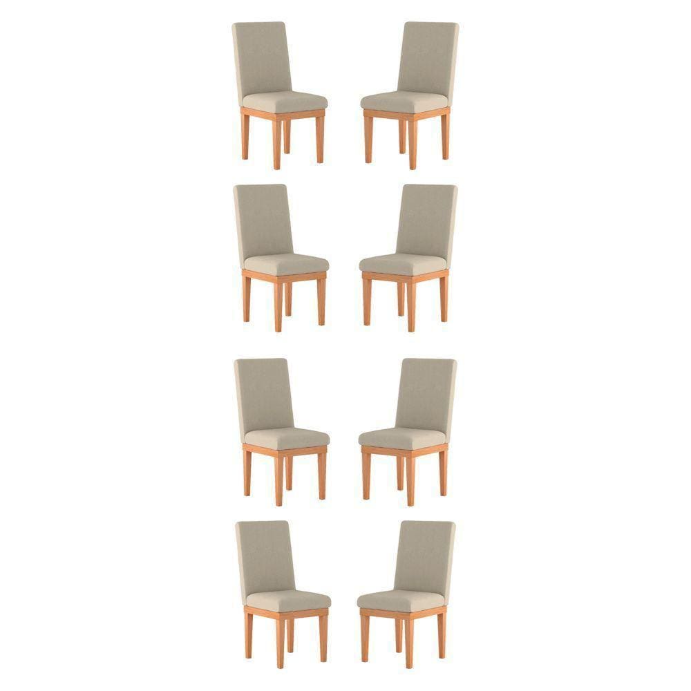 Kit 8 Cadeiras Estofadas Para Sala De Jantar bege