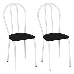 Kit 2 Cadeiras De Cozinha Texas Liso Preto Pés De Ferro Branco - Pallazio