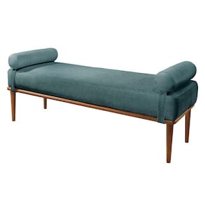 Recamier Puff Berlim Luxo Base Em Madeira Maciça Castellar Móbile Azul
