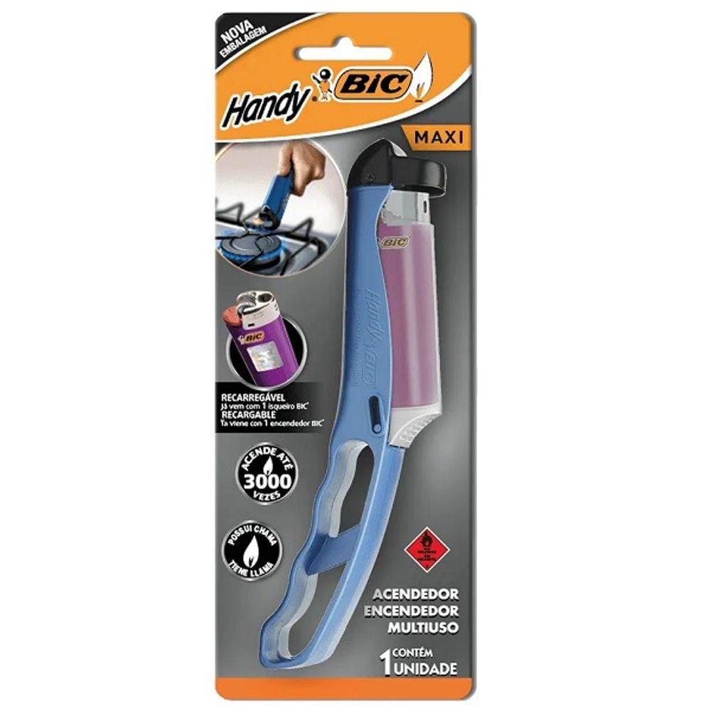 Acendedor Fogao BIC HANDY Multiuso Vela Lareira Recarregavel