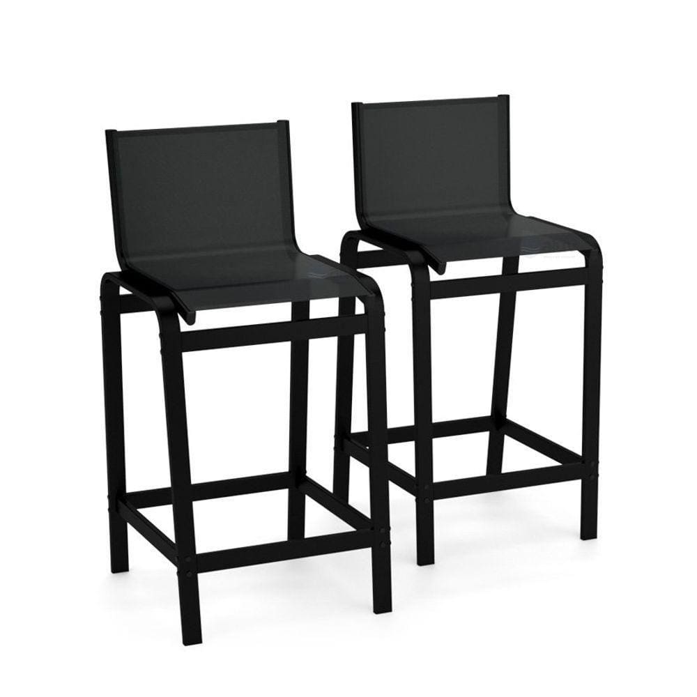 Kit 2 Banquetas Altas Bancada Alumínio Preto Tela Preto