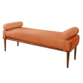 Recamier Puff Berlim Luxo Base Em Madeira Maciça Castellar Móbile Terracota