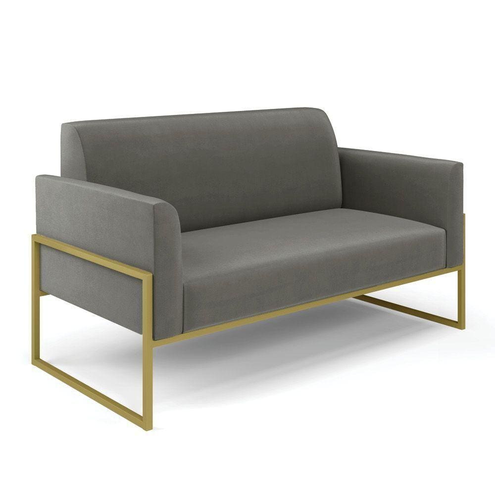 Sofá Namoradeira Base Industrial Alta Dourado Marisa Suede D03 - D\`rossi Cor Grafite