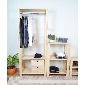 Guarda-roupa Closet Mini Macapá 180x75x33 Em Madeira De Pinus Natural