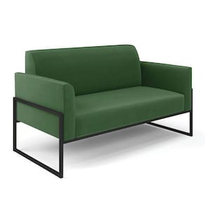 Sofá Namoradeira Base Industrial Alta Preto Marisa Suede D03 - D\`rossi Cor Verde