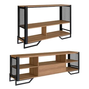Rack 180 Cm Gaveta Aparador 130 Cm Industrial 17x21 Mell Preto Pp Mell Preto
