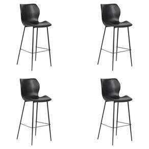 Kit 4 Banquetas Alta Com Encosto Para Bancada Cozinha Penha R02 Pu Preto - Mpozenato