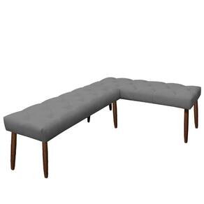 Banco De Canto Estofado Sira Suede Pés Palito Castanho C05 - D`rossi Cor Cinza