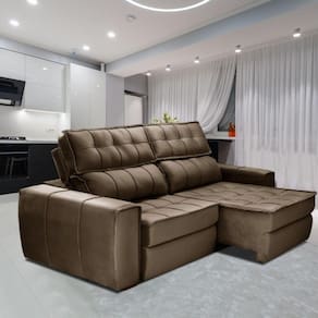 Sofa Gralha Azul America 3 Lugares Retrátil E Reclinável Marrom