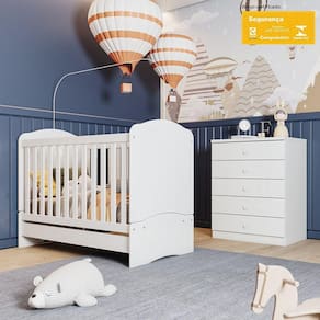 Quarto Infantil Flocos Com Cômoda Casa 812 Branco