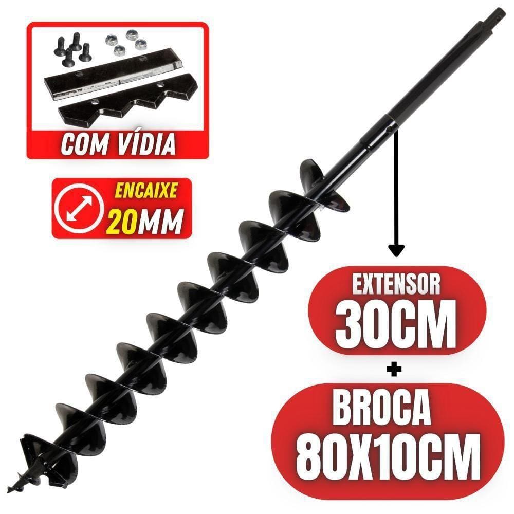 Broca 800mm X 100mm Com Espiral Duplo E Lâmina De Vídia