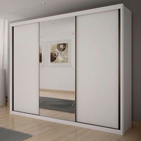 Guarda Roupa 3 Portas 6 Gavetas Clic Móveis Branco