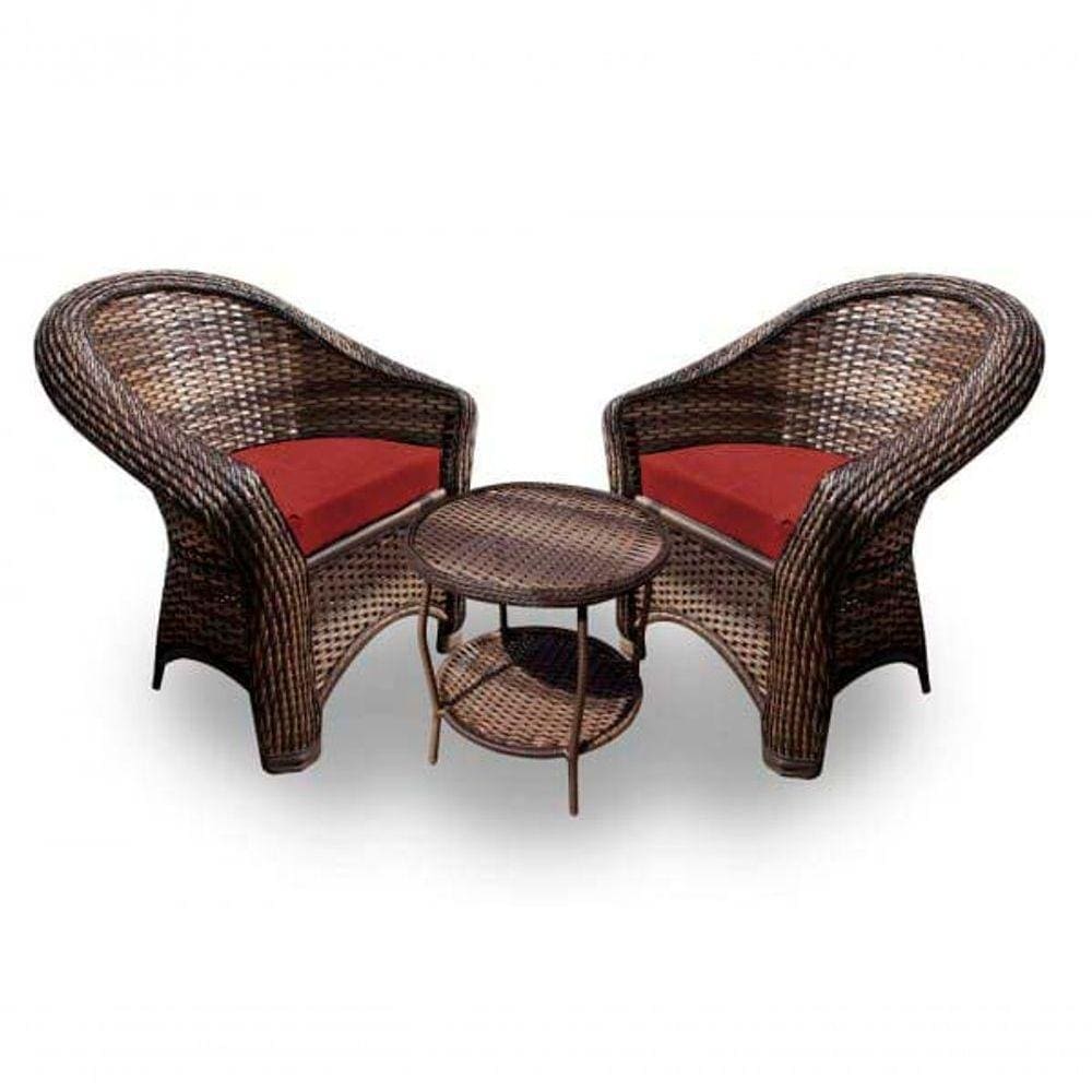 Conjunto De Poltronas 2 Poltronas + 1 Mesa Centro Vermelho
