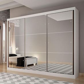 Guarda Roupa Palermo 3 Portas 6 Gavetas  Clic Móveis Branco