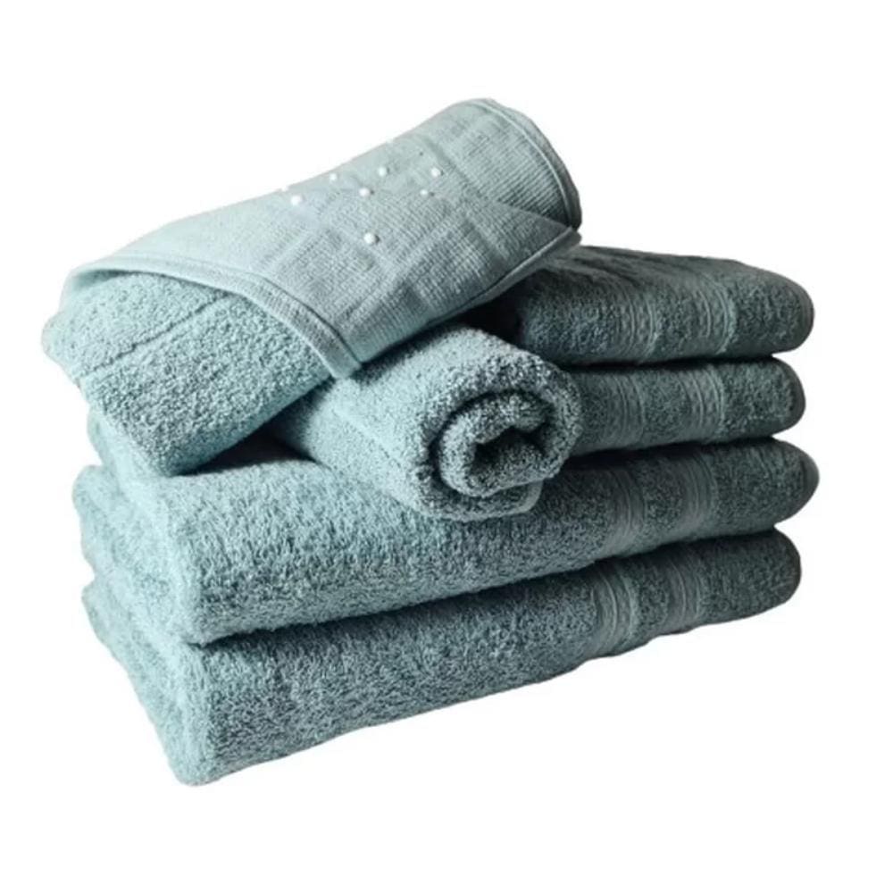 Jogo De Toalhas 6 Pçs Luxo 2 Banho 2 Rosto 2 Tapete Verde