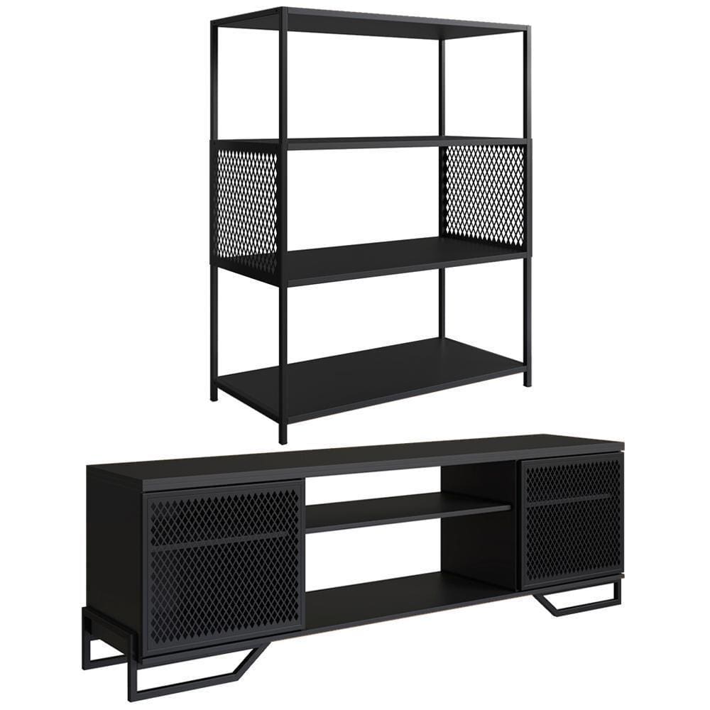 Rack 180 Cm 2 Pt Estante 77 Cm Industrial 27x24 Preto Pp Preto