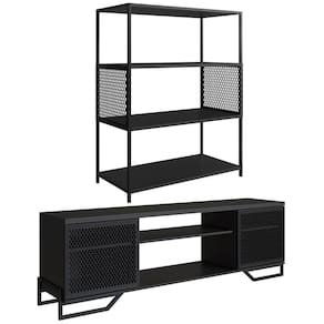 Rack 180 Cm 2 Pt Estante 77 Cm Industrial 27x24 Preto Pp Preto