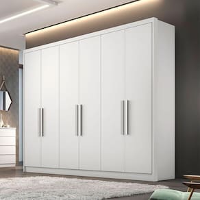 Guarda Roupa Marselha 6 Portas 6 Gavetas Clic Móveis Branco