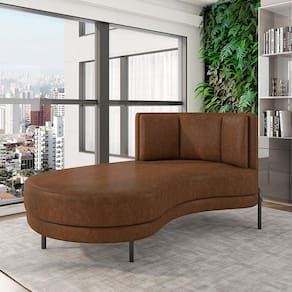 Sofá Chaise Lado Esquerdo Downey Sala De Estar Pu Marrom G15 - Gran Belo