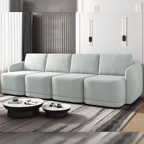 Sofá Cama Modulado Retrátil E Reclinável Decorativo Varsóvia 436cm Veludo Cinza G33 - Gran Belo