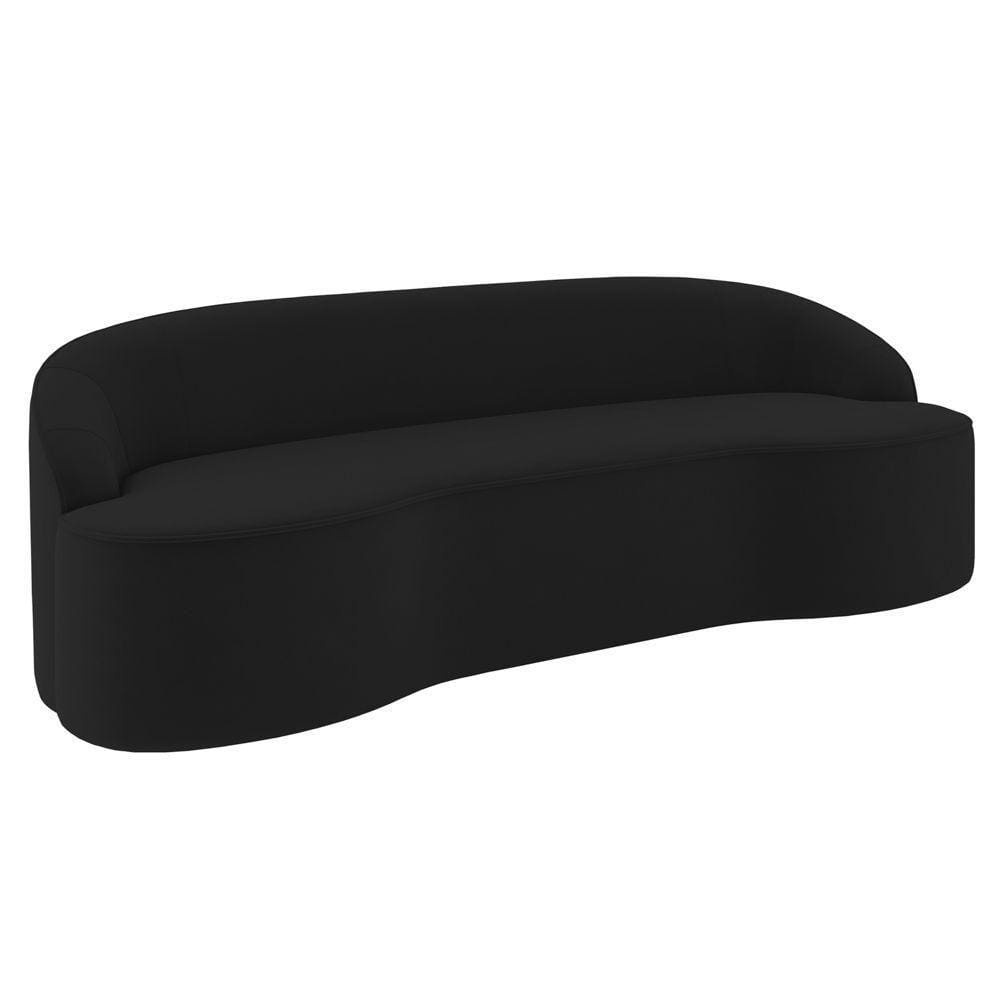 Sofá 4 Lugares Para Sala De Estar Living 230cm Theo D06 Veludo Preto - Mpozenato