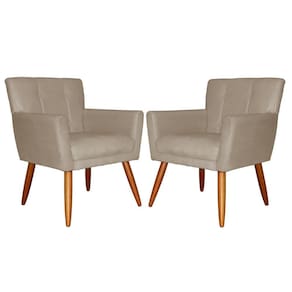 Kit 2 Poltronas Estofadas Para Salão de Beleza Onix Suede Cappuccino - LM DECOR