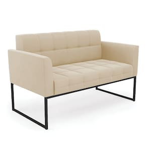 Sofá Namoradeira Elisa Suede Base Metálica Industrial Preto - D`rossi Cor Bege