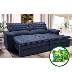 Sofá Retrátil E Reclinável 2,92m Molas Ensacadas Cama Inbox Alemanha De Viscoelástico Velusoft Azul