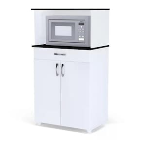 Balcao Para Microondas 1 Gaveta Carina Branco Preto